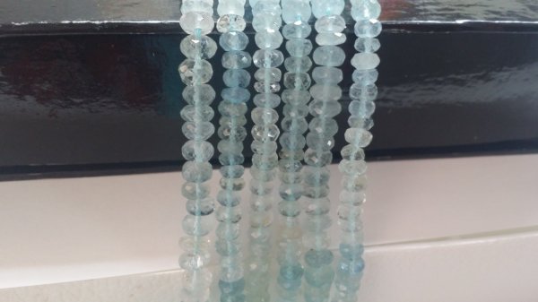 Natural Aqua Marine Rondelles