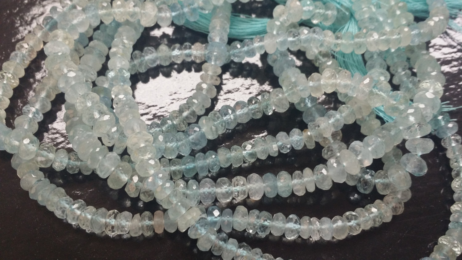 Natural Aqua Marine Rondelles