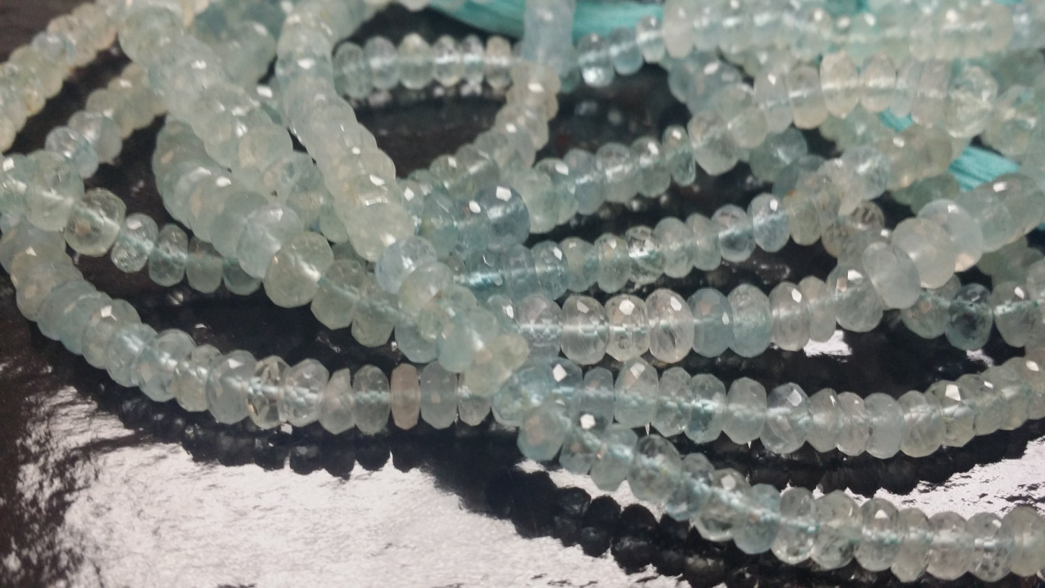 Natural Aqua Marine Rondelles
