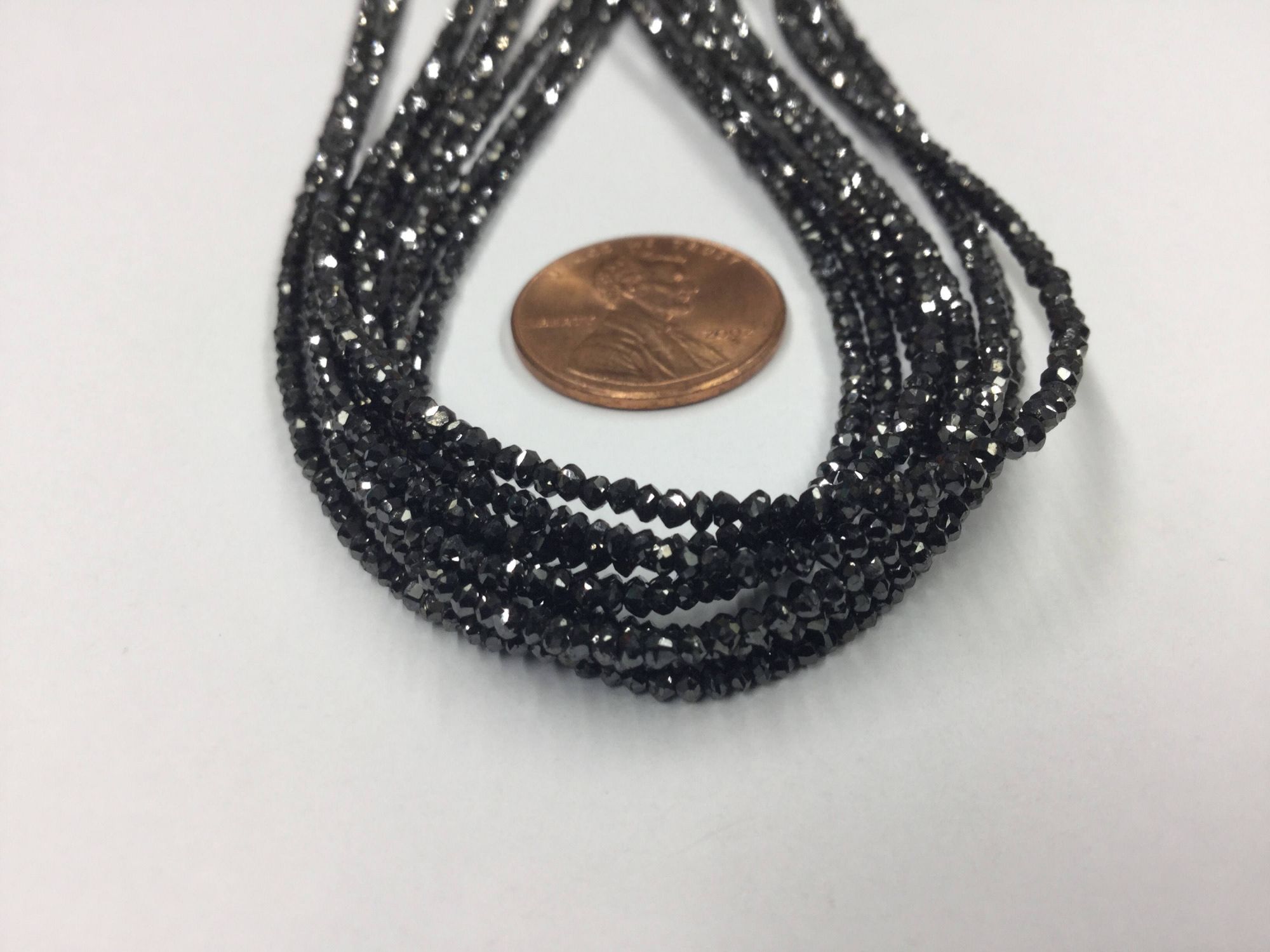 Natural Black Diamonds Rondelles Faceted