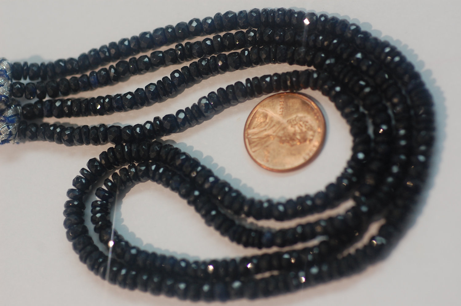 Natural Blue Sapphire Rondelle Faceted 2 strands