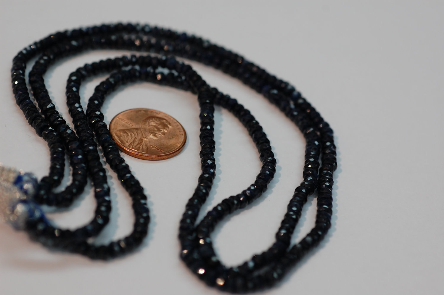 Natural Blue Sapphire Rondelle Faceted 2 strands