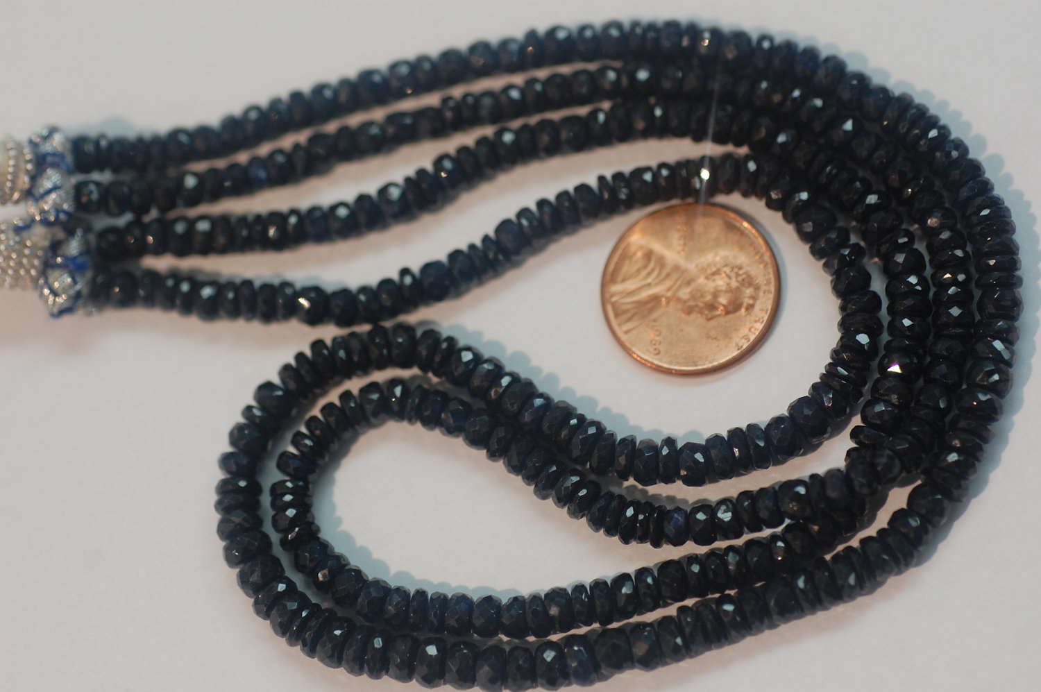 Natural Blue Sapphire Rondelle Faceted 2 strands