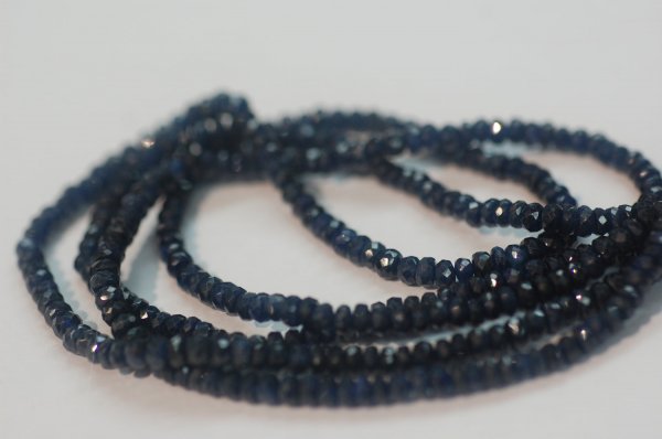 Natural Blue Sapphire Rondelle Faceted 2 strands