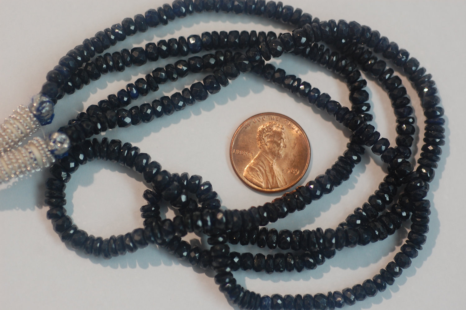 Natural Blue Sapphire Rondelle Faceted 2 strands