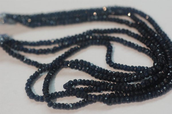 Natural Blue Sapphire Rondelle Faceted 3 strands