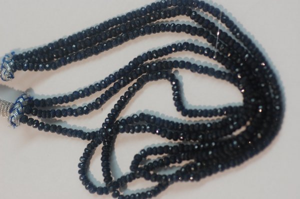 Natural Blue Sapphire Rondelle Faceted 3 strands
