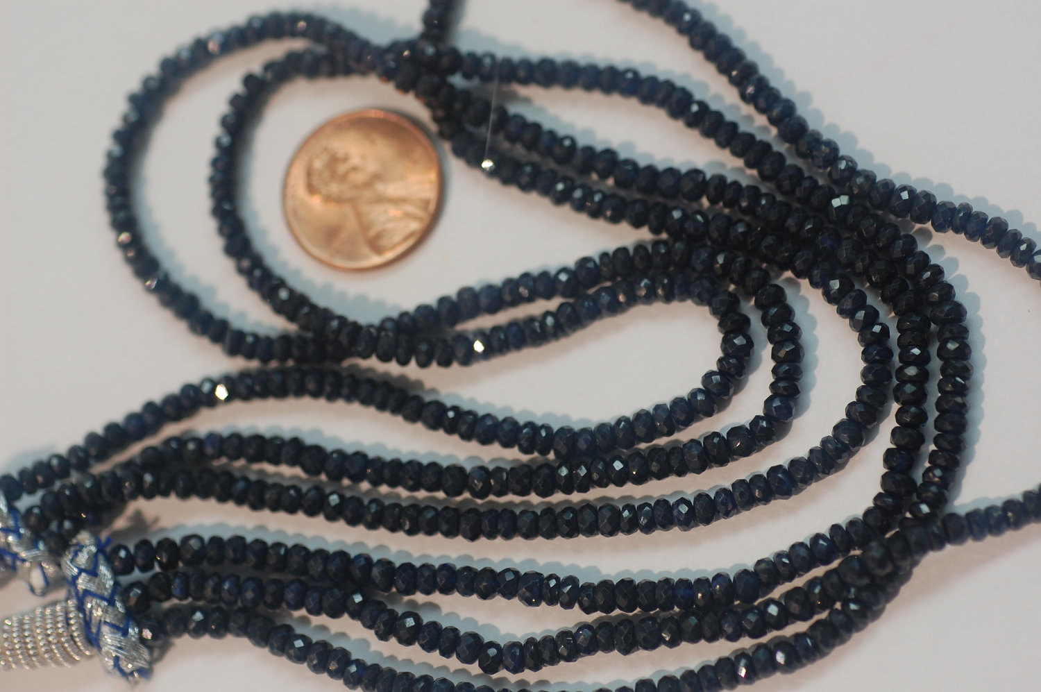 Natural Blue Sapphire Rondelle Faceted 3 strands
