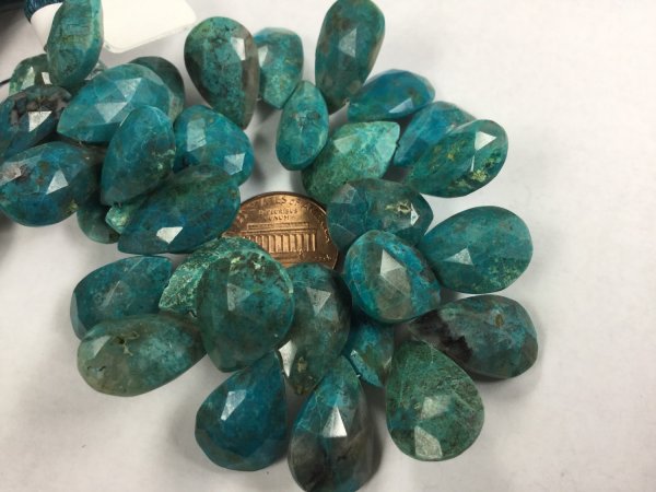 Natural Chrysocolla Pears Faceted