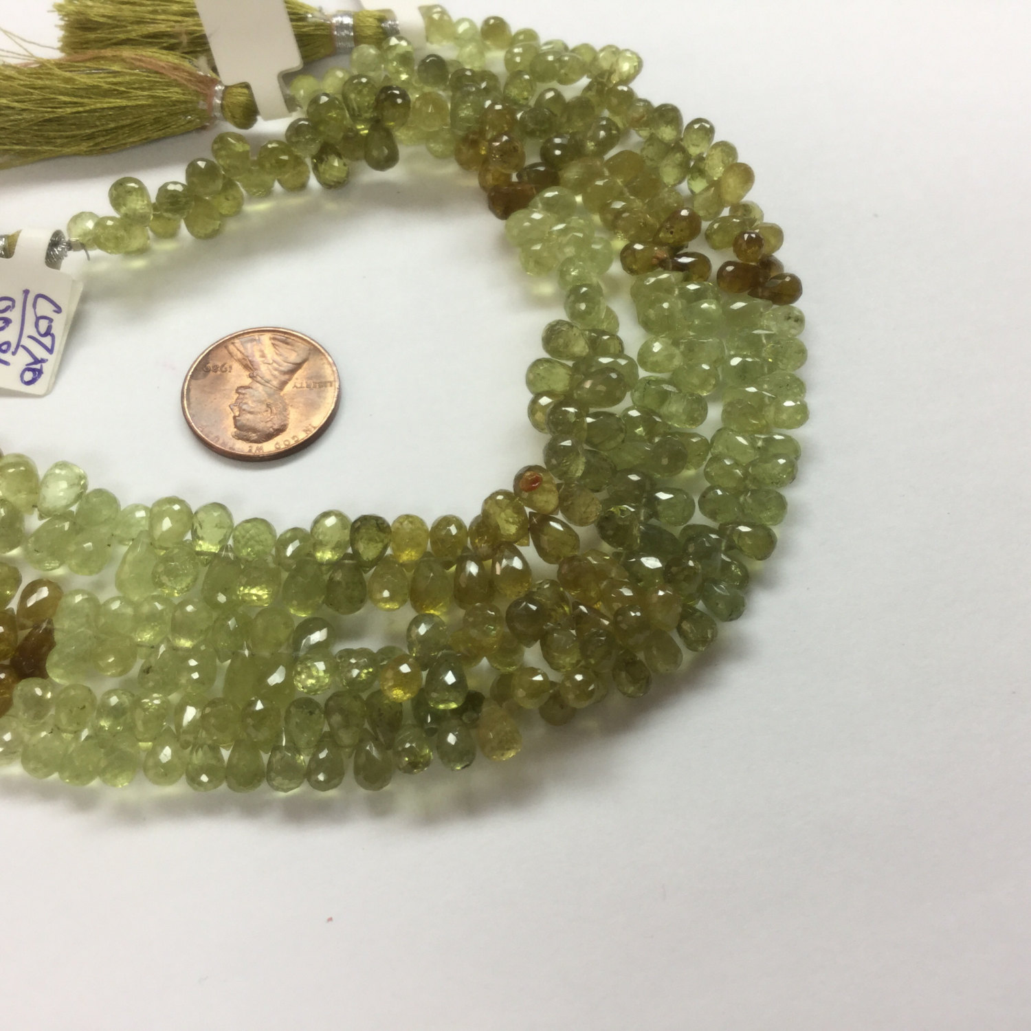 Natural Green Garnet Drops Faceted
