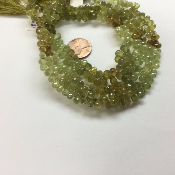 Natural Green Garnet Drops Faceted