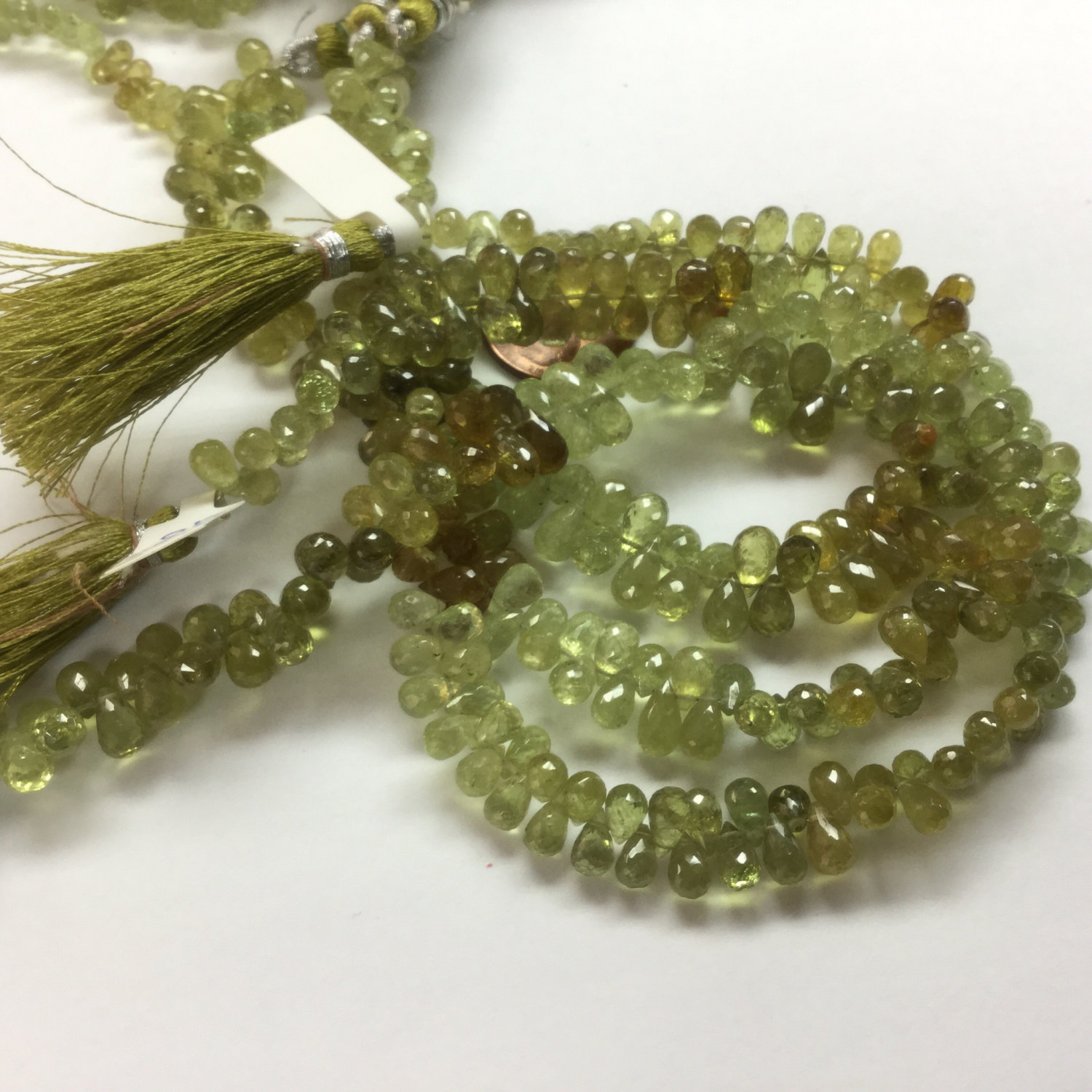 Natural Green Garnet Drops Faceted