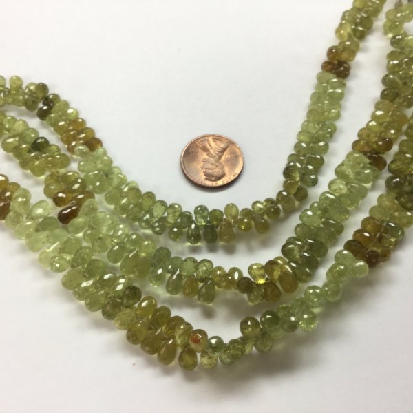 Natural Green Garnet Drops Faceted
