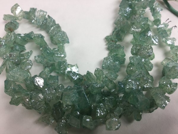 Coated Prehnite Funky Cut Faceted (Platinum Polished)
