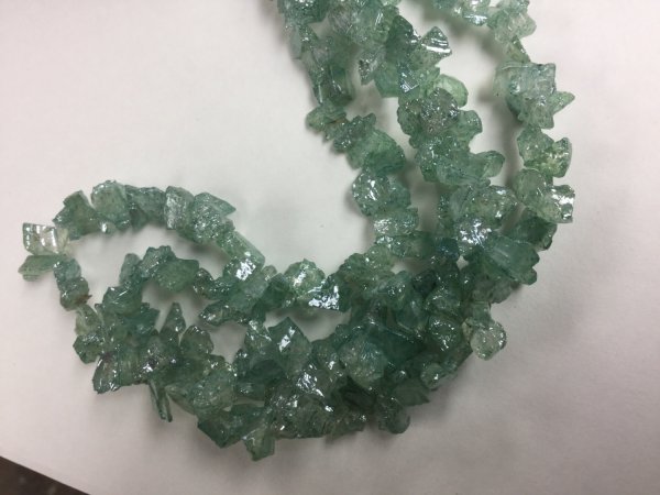 Coated Prehnite Funky Cut Faceted (Platinum Polished)