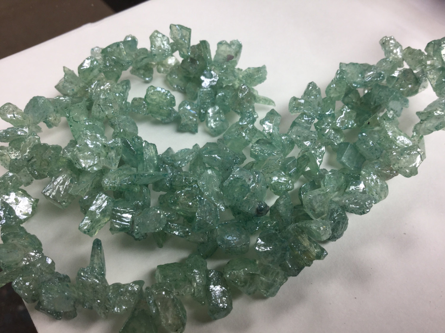 Coated Prehnite Funky Cut Faceted (Platinum Polished)
