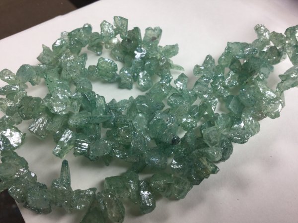 Coated Prehnite Funky Cut Faceted (Platinum Polished)