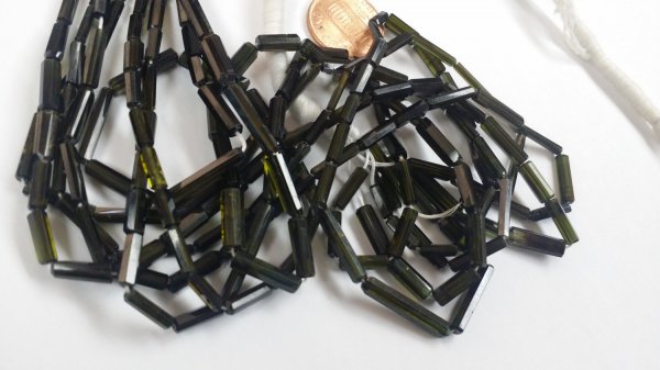 Natural Green Tourmaline Tubes Faceted