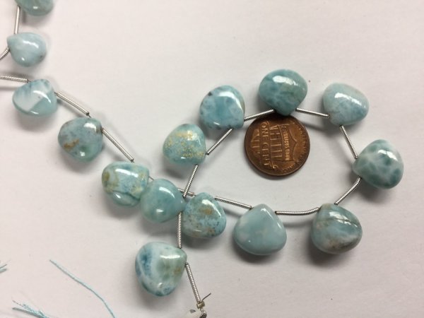 Natural Larimar Hearts Smooth