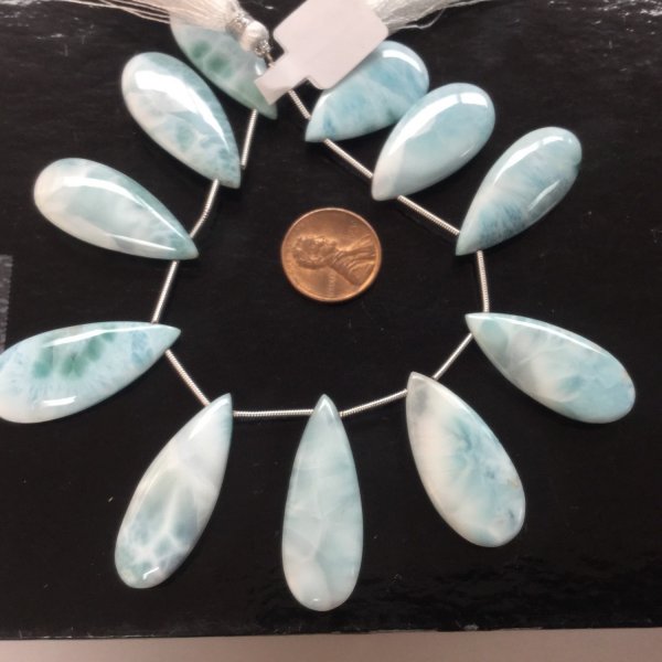 Natural Larimar Pears Smooth