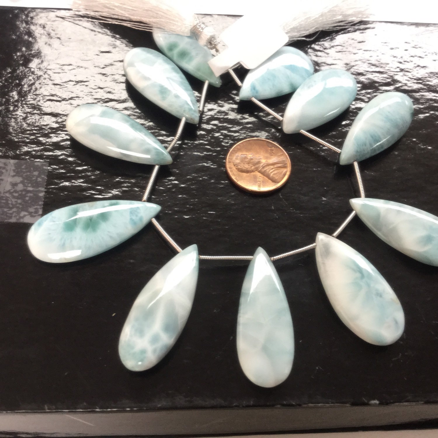 Natural Larimar Pears Smooth