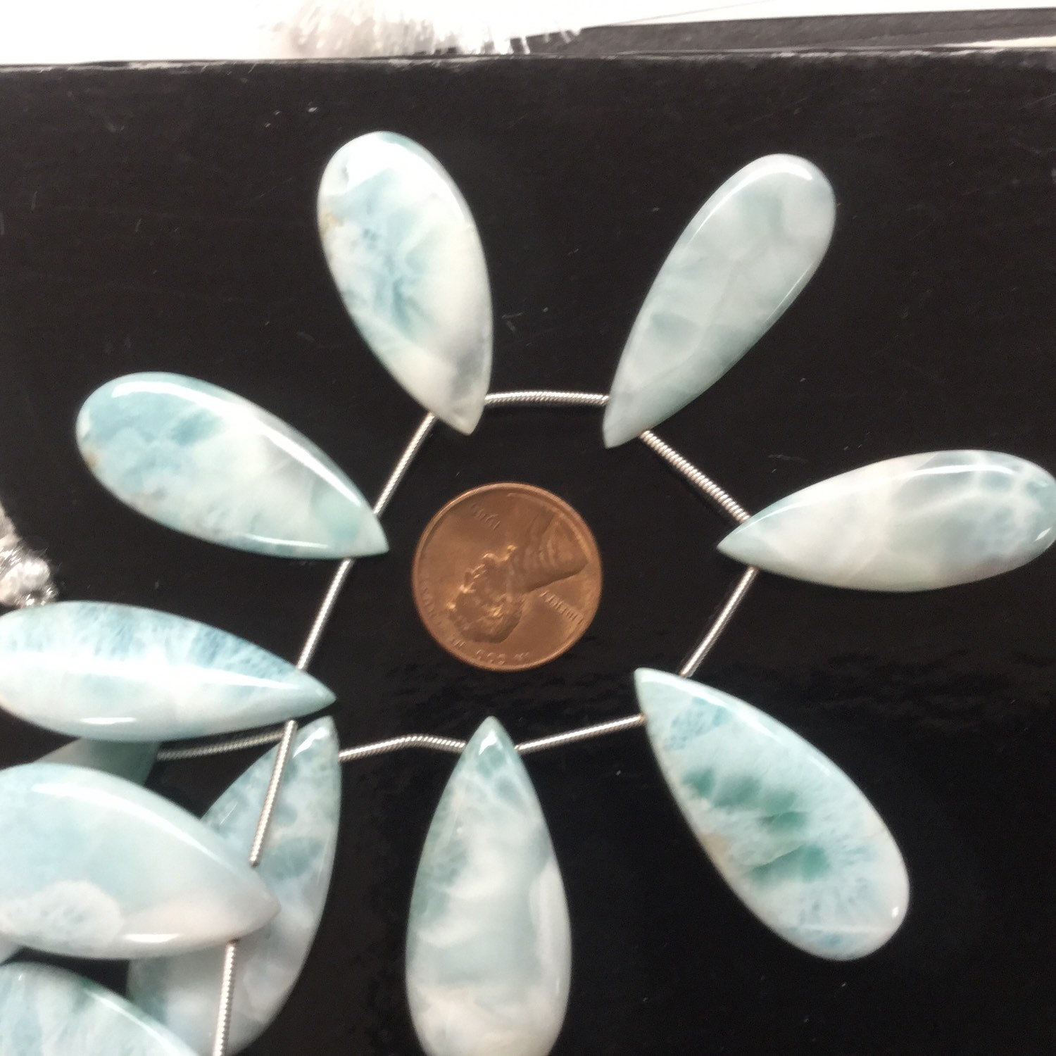 Natural Larimar Pears Smooth