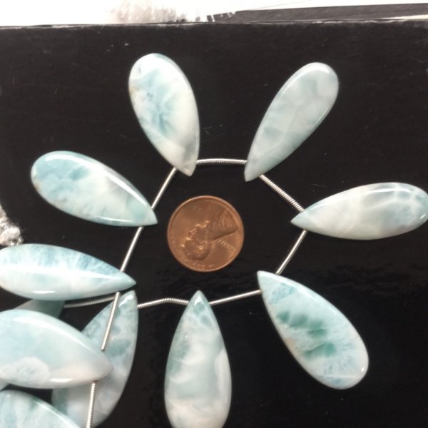 Natural Larimar Pears Smooth