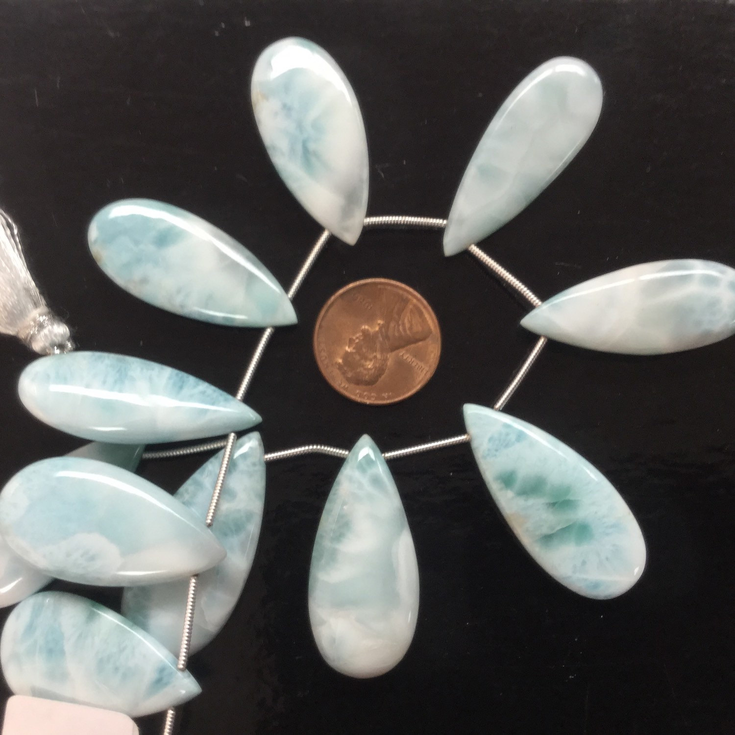 Natural Larimar Pears Smooth