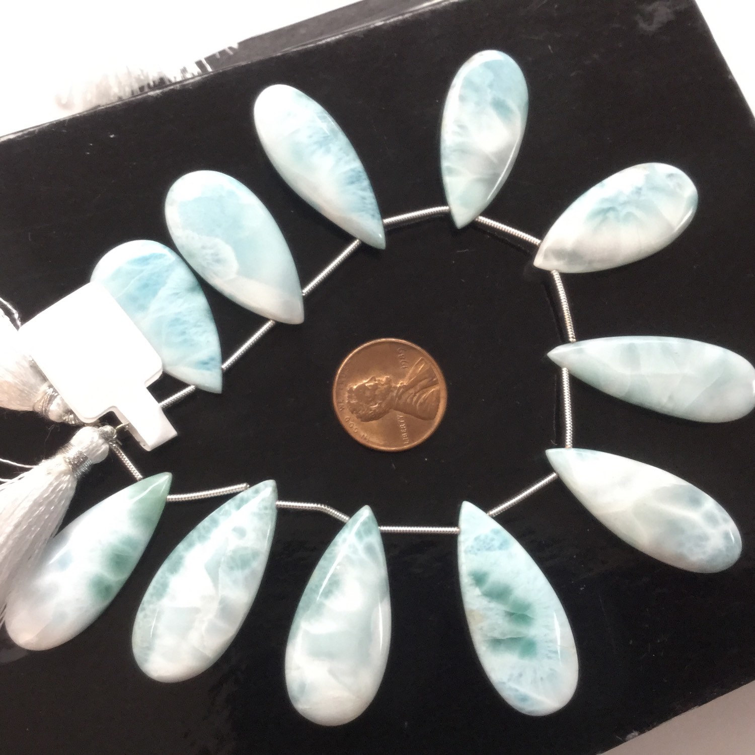 Natural Larimar Pears Smooth
