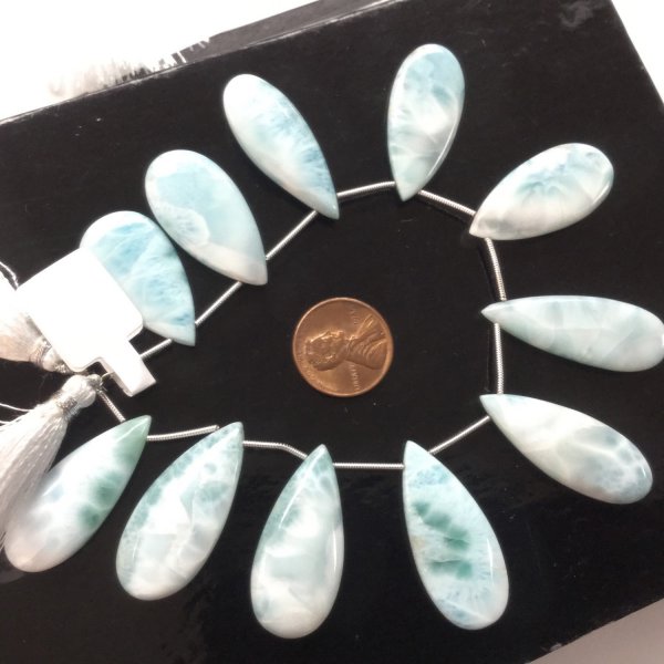 Natural Larimar Pears Smooth