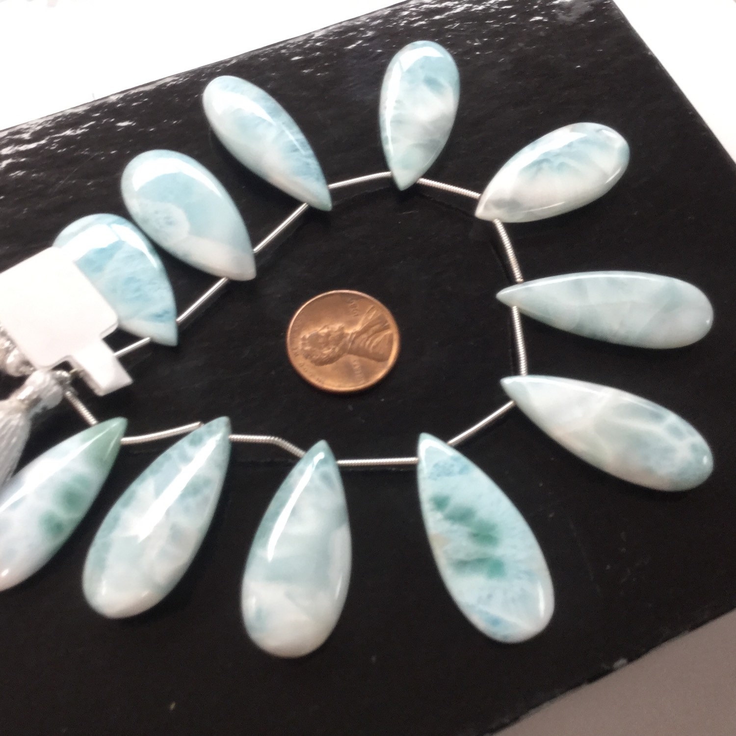 Natural Larimar Pears Smooth