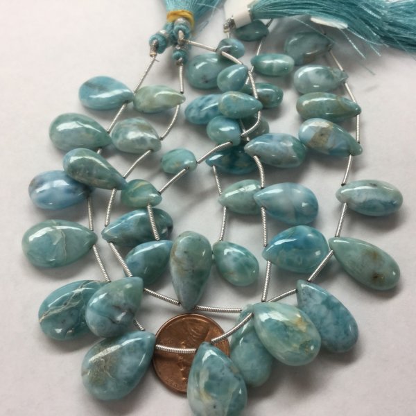 Natural Larimar Pears Smooth