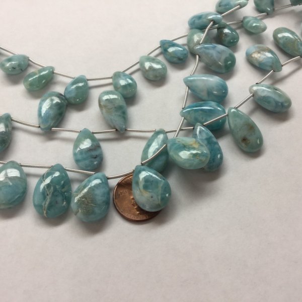 Natural Larimar Pears Smooth