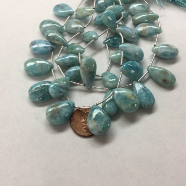 Natural Larimar Pears Smooth