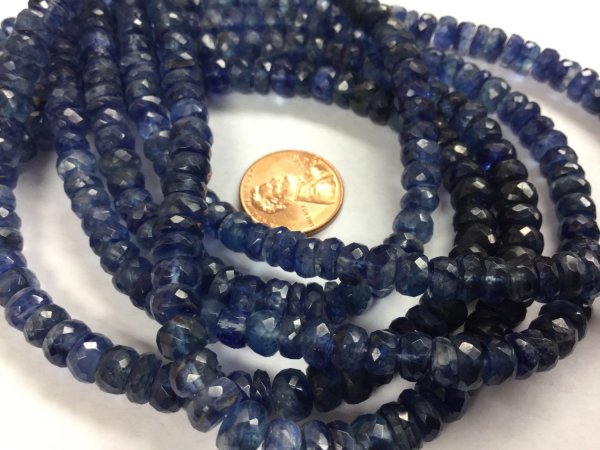 Natural Blue Kyanite Rondelle Faceted