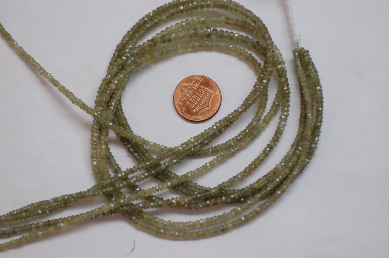 Natural Madagascar Olive Green Sapphire Rondelle Faceted