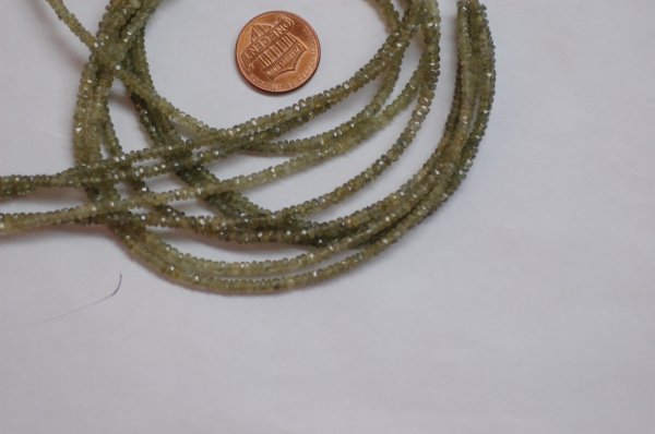 Natural Madagascar Olive Green Sapphire Rondelle Faceted