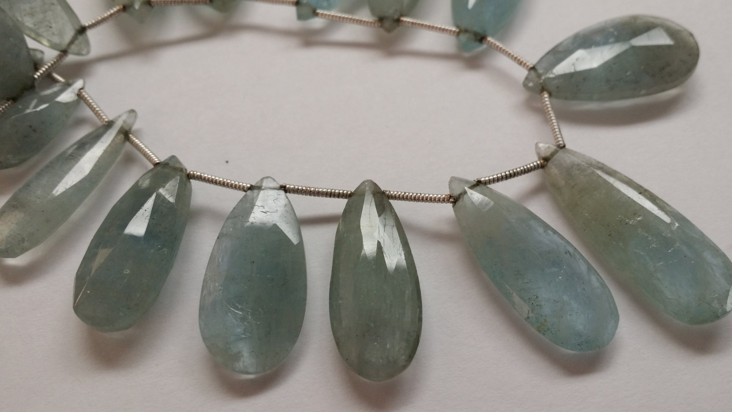 Natural Moss Aquamarine Pears Faceted