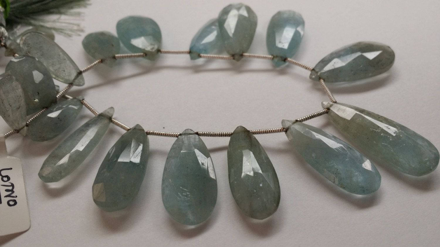 Natural Moss Aquamarine Pears Faceted