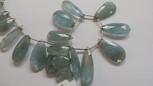 Natural Moss Aquamarine Pears Faceted