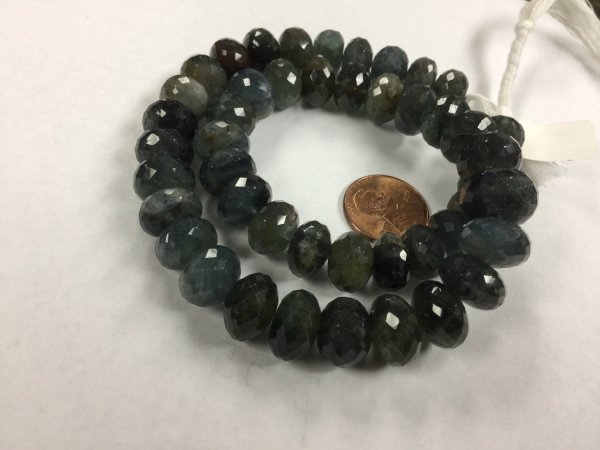 Natural Moss Aquamarine Rondelles Faceted