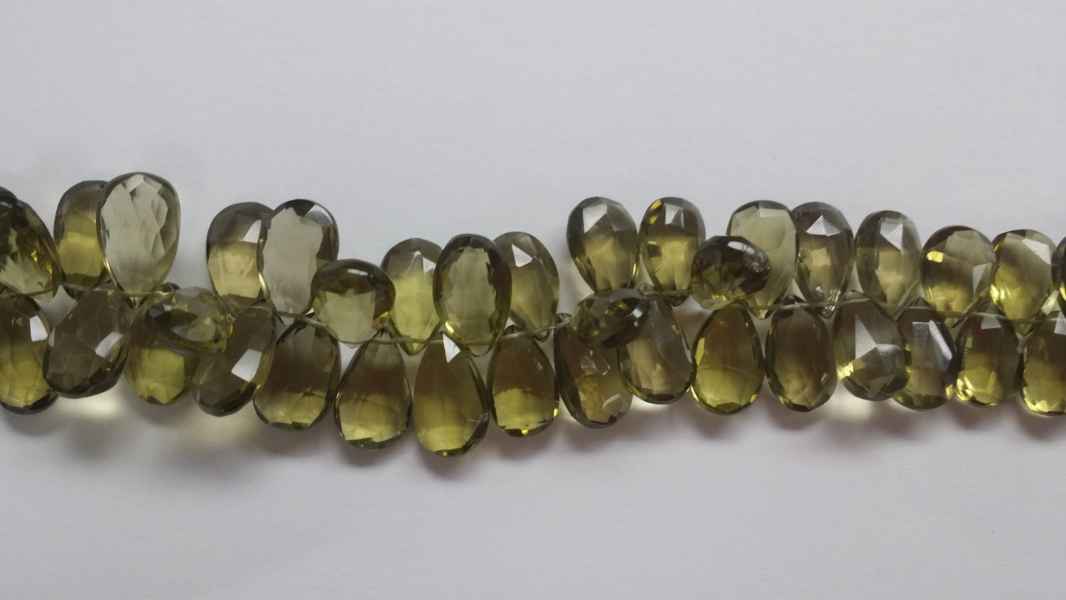 NATURAL Olive Green Hydro Quartz Pears Faceted