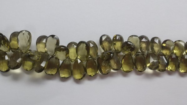 NATURAL Olive Green Hydro Quartz Pears Faceted