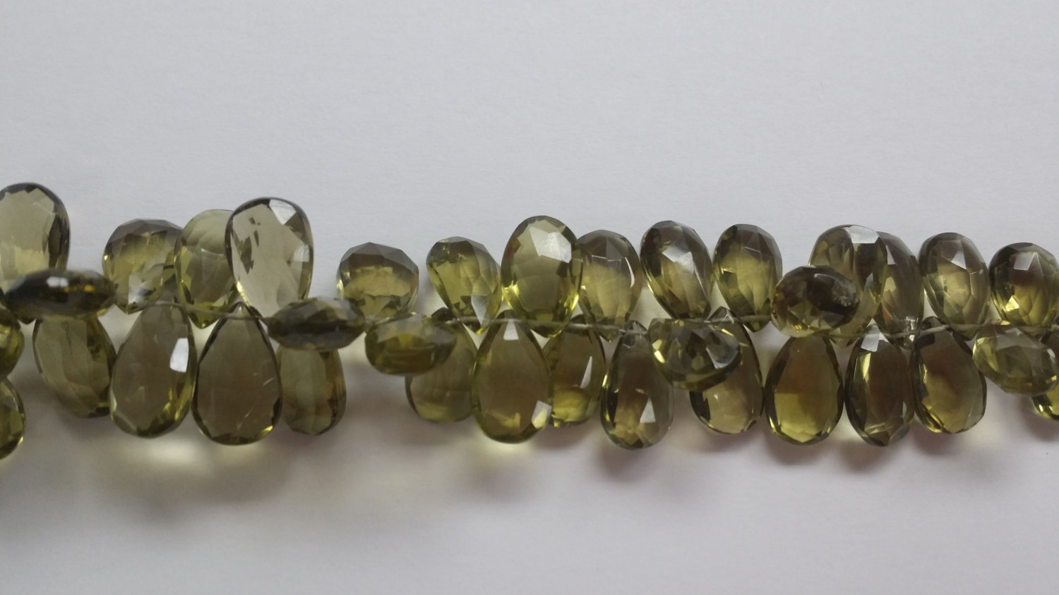 NATURAL Olive Green Hydro Quartz Pears Faceted