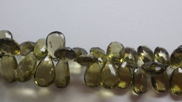 NATURAL Olive Green Hydro Quartz Pears Faceted