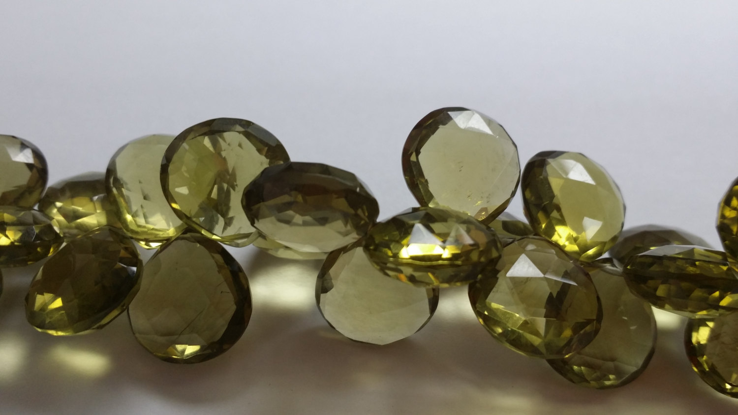 Natural Olive Green Quartz Hearts