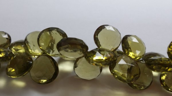 Natural Olive Green Quartz Hearts