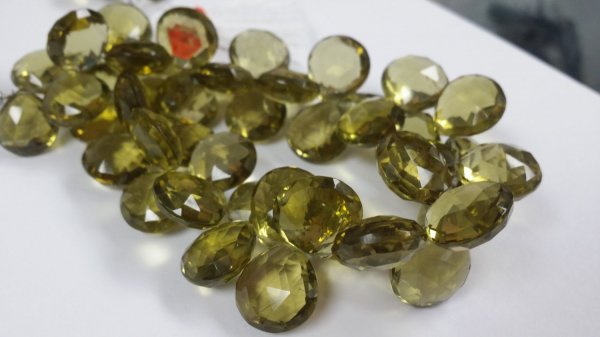 Natural Olive Green Quartz Hearts