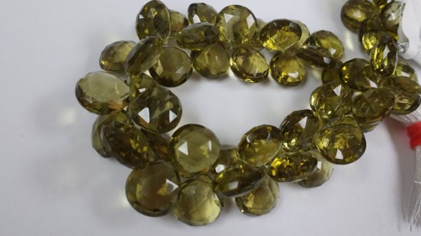 Natural Olive Green Quartz Hearts
