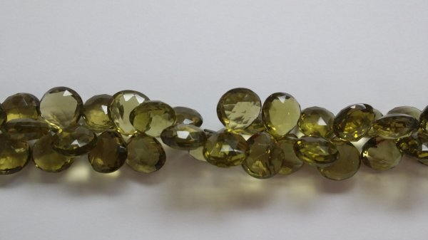 Natural Olive Green Quartz Hearts